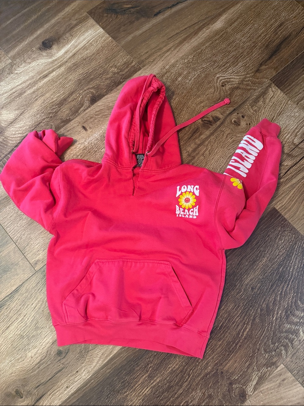 Red "Long Beach Island" Daisy Hoodie